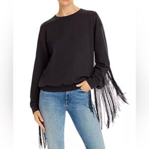 Fringe Detail Black Sweatshirt